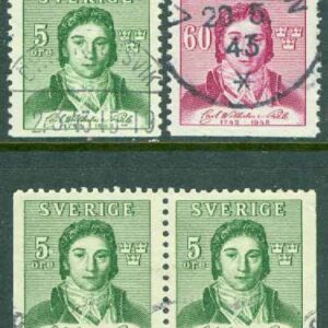 F  342-343 Carl Wilhelm Scheele, 4 kpl inkl BB-par stpl