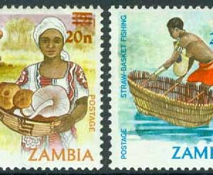 Zambia – M  340 (A 340 + B 340) Traditionellt liv, nya valörer, 2 kpl ** veck, kt