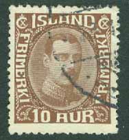 Island – F  151 Christian X, 10 aur brun stpl