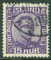 Island – F  133 Christian X, 15 aur violett stpl