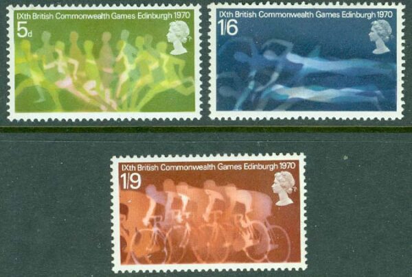 England - M  552-554 Samväldesspelen 1970, bl.a. cykel, 3 kpl **