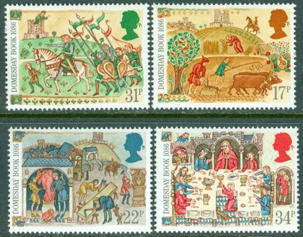 England - M 1072-1075 Domesday Book av Wilhelm Erövraren 900 år,  4 kpl **