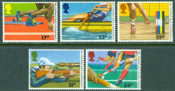 England - M 1076-1080 Samväldesspelen 1986 i Edinburgh, 5 kpl **