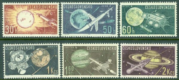 Tjeckoslovakien - M 1396-1401 Världsrymdforskning, 6 kpl **