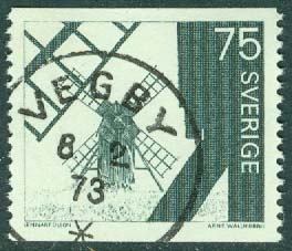 F  730A Öländsk väderkvarn. Nära prakt VEGBY 8.12.73 (P/Vg)