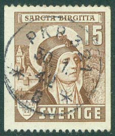 F  335 Sancta Birgitta 15 öre. Prakt PKP 321 30.1.42