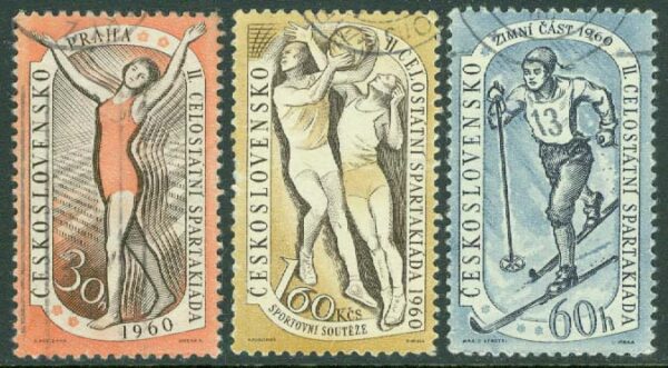Tjeckoslovakien - M 1176-1178 Spartakiad 1960, 3 kpl stpl