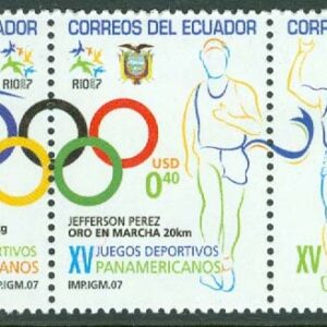 Ecuador – M 3073-3077 Panamerikanska sportspel i Rio de Janeiro 2008, 5-strip kpl **