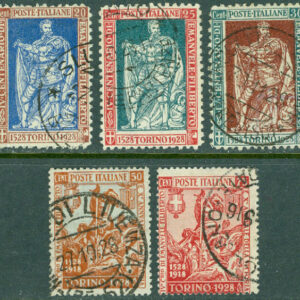 Italien – M  285-289 400-årsdag för hertig Emanuel Philibert av Savojen, 5 ol stpl