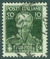 Italien – M  298 50-årsagen av kung Viktor Emanuel II`s död, 1 kpl stpl