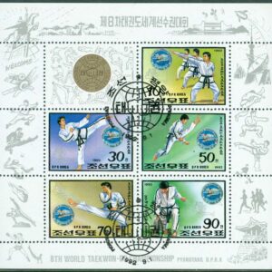 Nordkorea – M 3334-3338 VM i taekwondo 1992, Pyongyang. Miniark kpl stpl