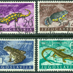 Jugoslavien – M 1008-1010, 1012 Groddjur och reptiler, 4 ol stpl