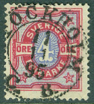 F   64 Tvåfärgad siffertyp 4 öre. STOCKHOLM C.B.  11.11.95   (A/U)