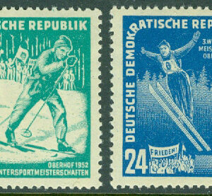 DDR – M  298-299 Vintersportmästerskap i Oberhof, skidor, backhoppning, 2 kpl */**