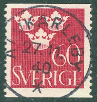 F  286 Tre kronor, 60 öre. Prakt ÄLVKARLEBY 27.11.40  (C/U)