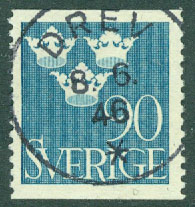 F  293 Tre kronor, 90 öre. Prakt DREV 8.6.46  (G/Sm)