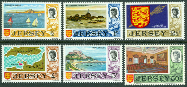 Jersey - M   34-35, 38, 41-42, 48 Motiv från Jersey - Drottning Elisabeth II, 6 olika **