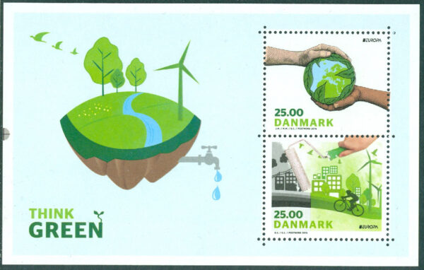 Danmark - F 1820-1821 (BL 130) Europa 2016 - Think Green, block kpl **