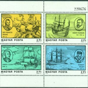 Ungern – M 3298-3301 (BL 132A) Sjöfarare och upptäckare, block **