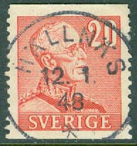 F  276 Gustaf V 20 öre. Prakt/Lyx HÄLLNÄS 12.1.48  (AC/Vb)