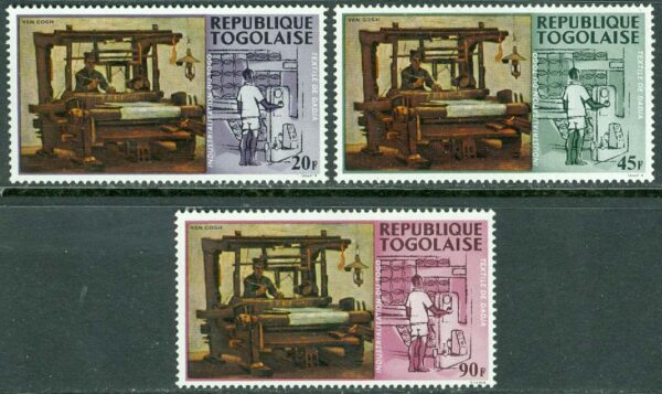 Togo - M  636, 638, 640 Vävaren, målning av V. van Gogh, 3 ol **
