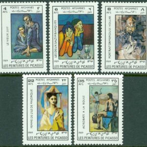 Afghanistan – M 1633-1637 Målningar av Pablo Picasso, 5 kpl **
