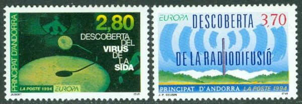 Andorra Fr - M  465-466 Europa 1994 - Upptäckter och uppfinningar, 2 kpl **