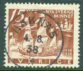 F  262C Nya Sverige 15 öre. HÅKNÄS 4.8.38  (AC/Å)