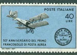 Italien – M 1239 Första flygningen Turin-Rom 50 år, 1 kpl **