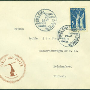 Finland – FDC 1947-06-02 Finlands festspel, 1 kpl Vinjet 2  Adressat