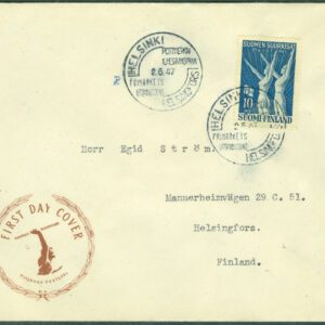 Finland – FDC 1947-06-02 Finlands festspel, 1 kpl Vinjet 2  Adressat