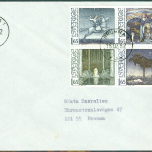 Sverige – FDC 1982-02-16 – John Bauer, 4-Block kpl privat stämplad. Adressat