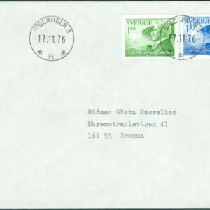 Sverige – FDC 1976-11-17 – Nobelpristagare 1916, 2 kpl privat stämplad. Adressat