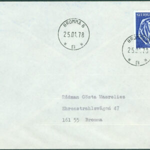 Sverige – FDC 1978-01-25 – Rum utan filial, 1 kpl privat stämplad. Adressat