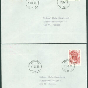 Sverige – FDC 1978-04-11 – Europa CEPT 1978 Byggnader, 2 kpl privat stämplad. Adressat