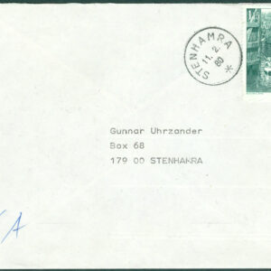 F 1087 Göta kanal på brev STENHAMRA 11.2.80  (B/U)