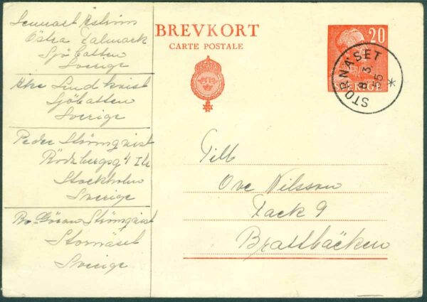 F bKe    39 Brevkort Gustaf V prof. Höger. Vackert STORNÄSET 8.3.55  (Y/Å)