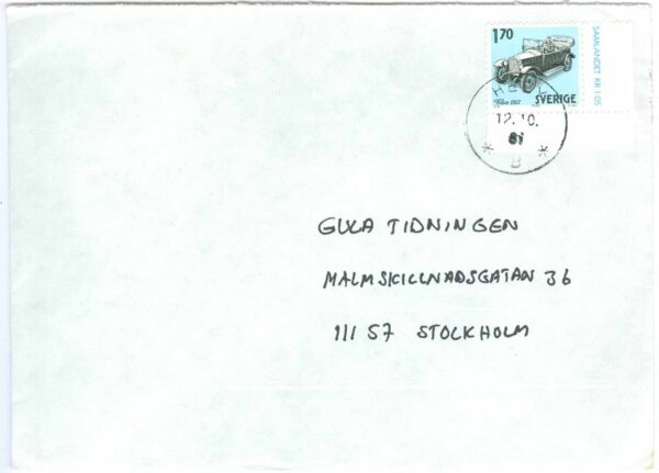 F  1140 på brev till Gula Tidningen. Stpl HEBY 12.10.81  (C(U)/U)