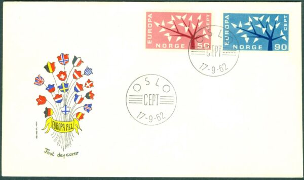 Norge - FDC 1962-09-17 - Europa II, 2 kpl Vinjett 5