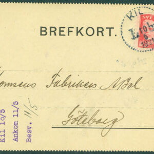 F  149A på brevkort. Fin stämpel KIL Lbr 10.6 1921  (S/Vär)