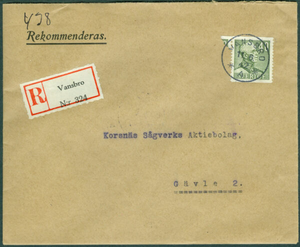F  281 på Rek.brev VANSBRO 11.6.42  (W/D)