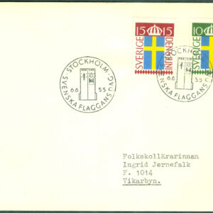 Sverige – FDC 1955-06-06 – Svenska flaggans dag, 2 kpl Adressat