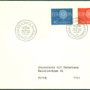 Sverige – FDC 1960-09-19 – Eurpa CEPT 1960, 2 kpl Adressat