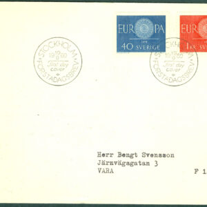 Sverige – FDC 1960-09-19 – Eurpa CEPT 1960, 2 kpl Adressat