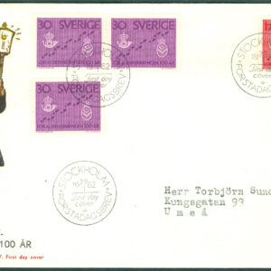 Sverige – FDC 1962-01-29 – Lokalbrevbäringen 100 år, 4 kpl Vinjett 1 Adressat