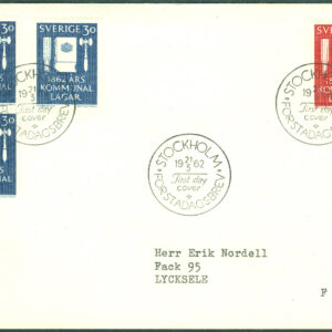 Sverige – FDC 1962-03-21 – Kommunallagarna 100 år, 4 kpl Adressat