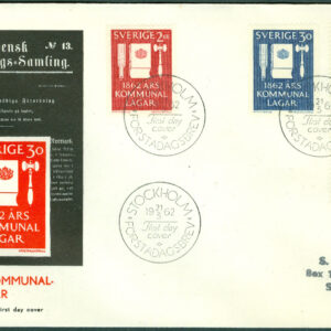 Sverige – FDC 1962-03-21 – Kommunallagarna 100 år, 4 kpl Vinjett 1 Adressat
