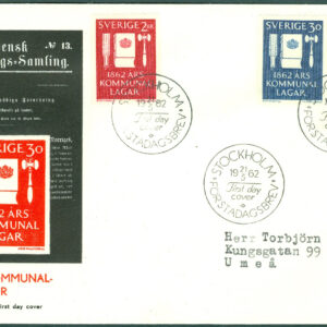 Sverige – FDC 1962-03-21 – Kommunallagarna 100 år, 4 kpl Vinjett 1 Adressat