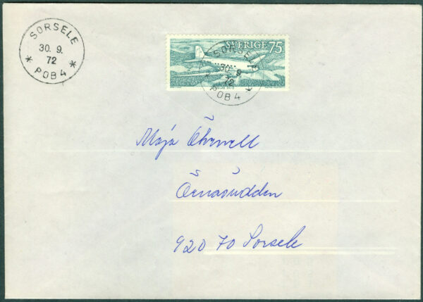 F   781B på brev. Stpl SORSELE POB. 4  30.9.72  (AC/L)