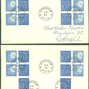 Sverige – FDC 1962-09-03 HA 10 OH, OV,RH, RV Adressat